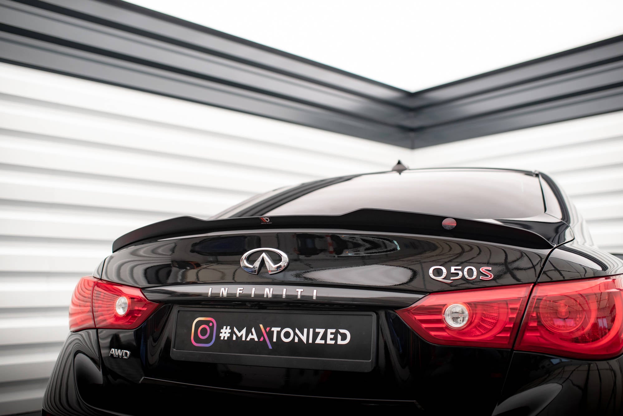 Maxton Design Spoiler CAP passend für Infiniti Q50 S Mk1 schwarz Hochglanz