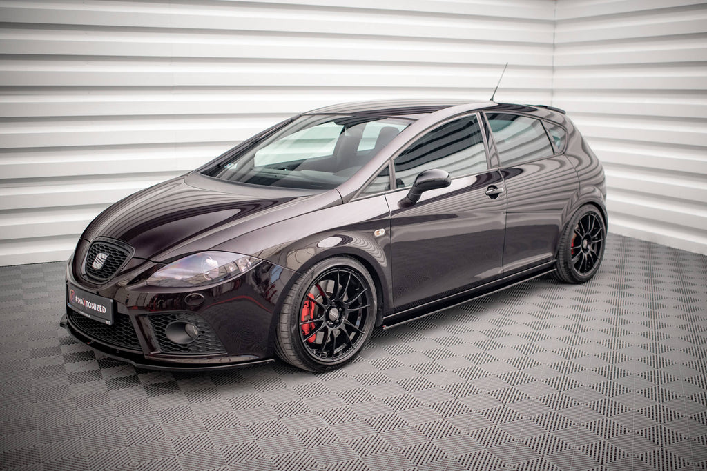 Maxton Design Street+ Seitenschweller Leisten passend für SEAT LEON MK2 CUPRA / FR schwarz Hochglanz