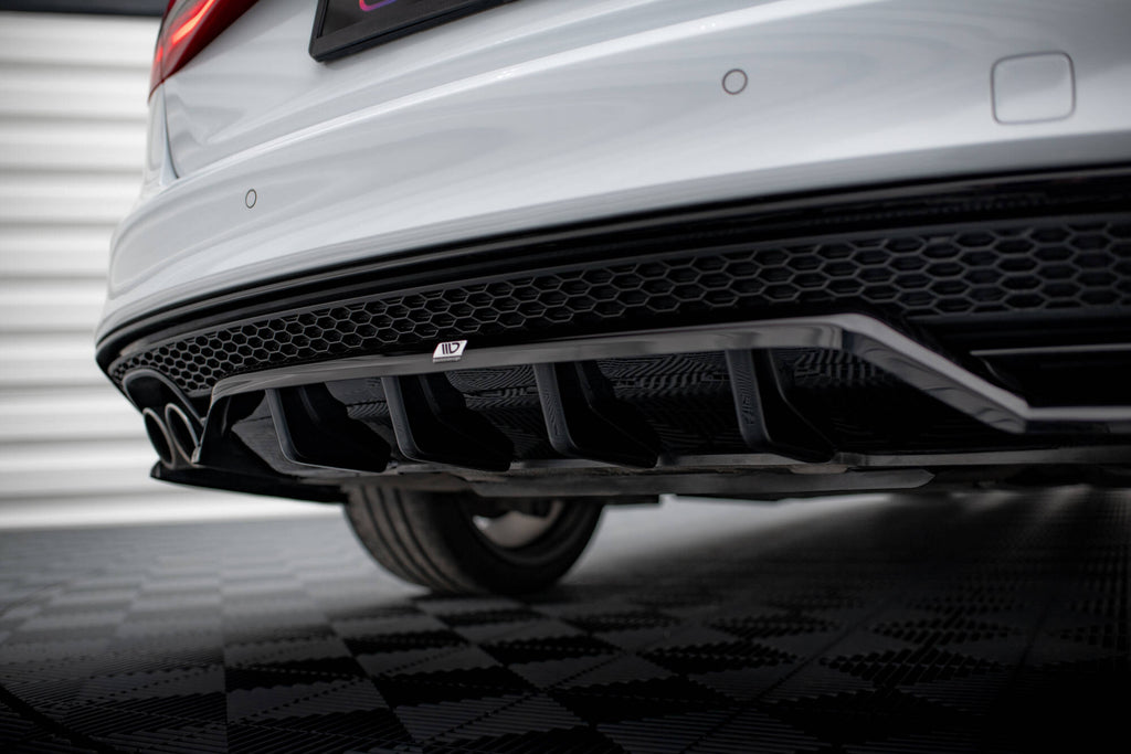 Maxton Design Street+ Mittlerer Diffusor RACE passend für Audi A4 Competition B8 Facelift schwarz Hochglanz
