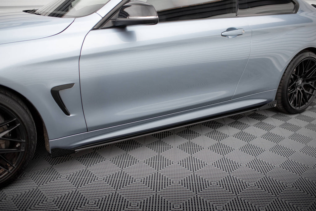 Maxton Design Seitenschweller Flaps passend für BMW 4er Coupe / Gran Coupe / Cabrio M-Paket F32 / F36 / F33 schwarz Hochglanz