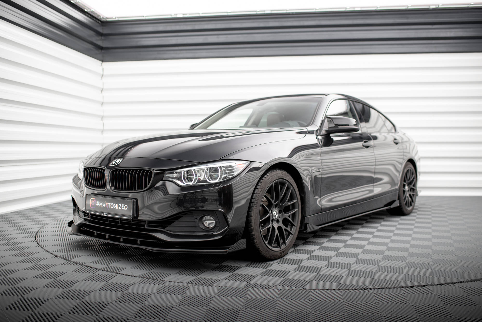 Maxton Design Front Stoßstange Flaps passend für BMW 4er Gran Coupe F36 schwarz Hochglanz