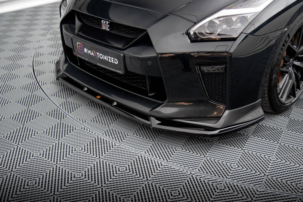 Maxton Design Street+ Spoilerlippe Front Ansatz V.2 passend für Nissan GTR R35 Facelift schwarz Hochglanz