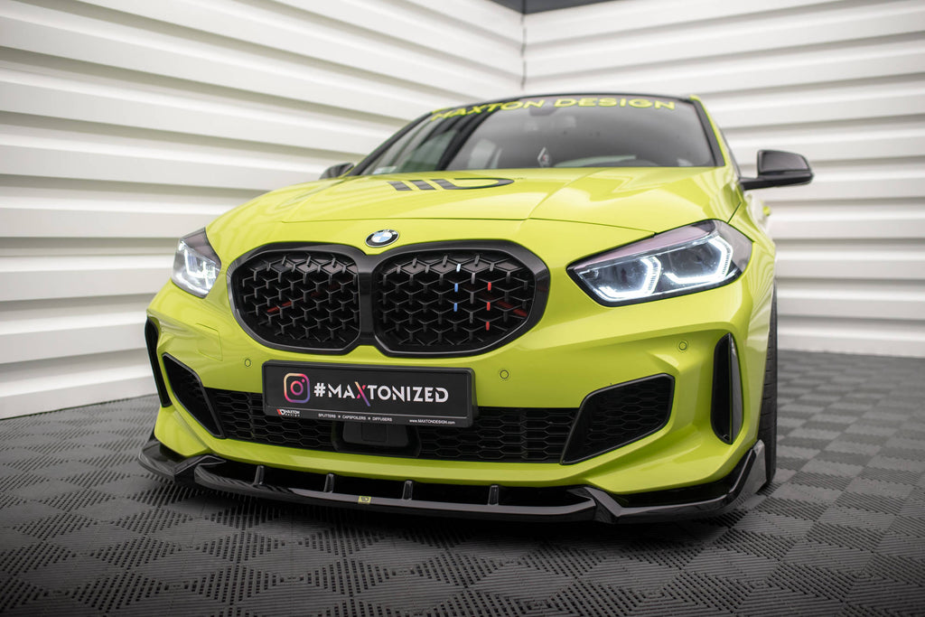 Maxton Design Street+ Spoilerlippe Front Ansatz V.7 passend für BMW 1er M-Paket / M135i / 128ti F40 schwarz Hochglanz