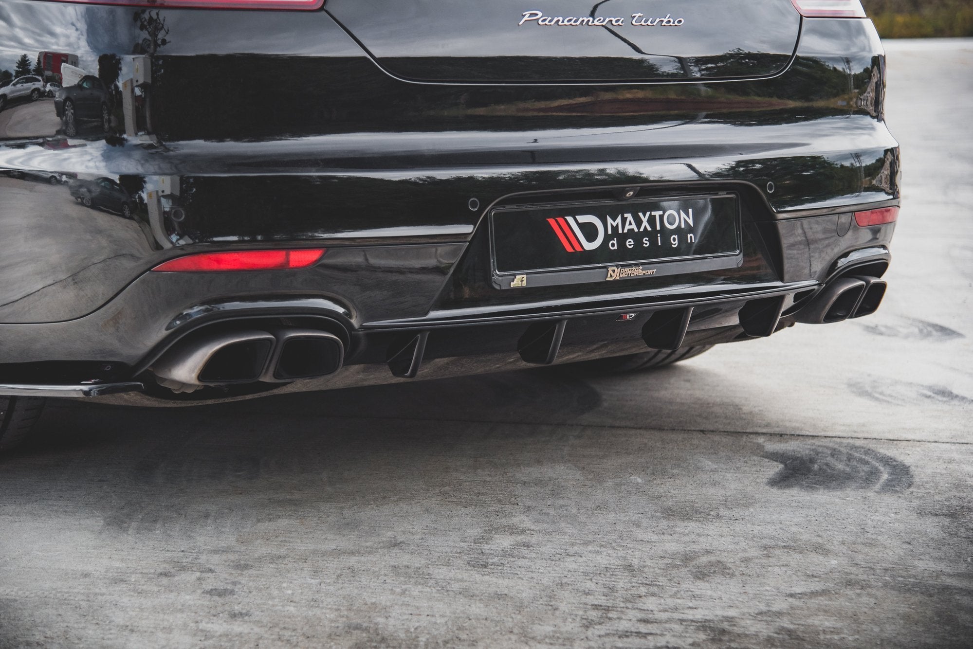 Maxton Design Diffusor Heck Ansatz passend für Porsche Panamera Turbo 970 Facelift schwarz Hochglanz