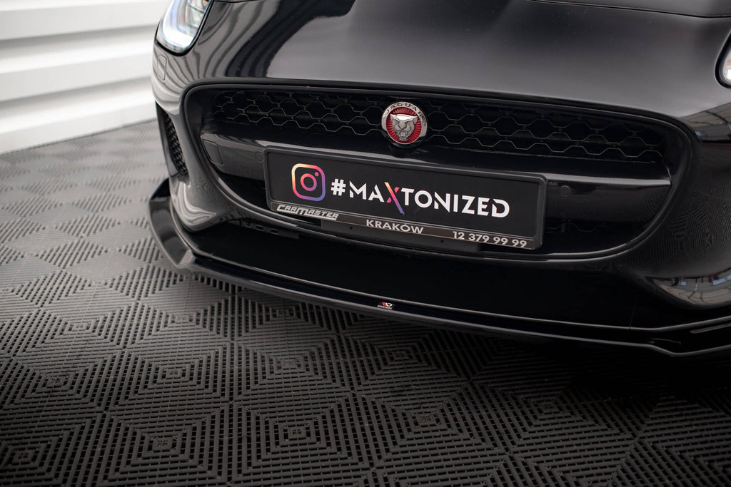 Maxton Design Street+ Spoilerlippe Front Ansatz V.2 passend für Jaguar F-Type X152 Facelift schwarz Hochglanz