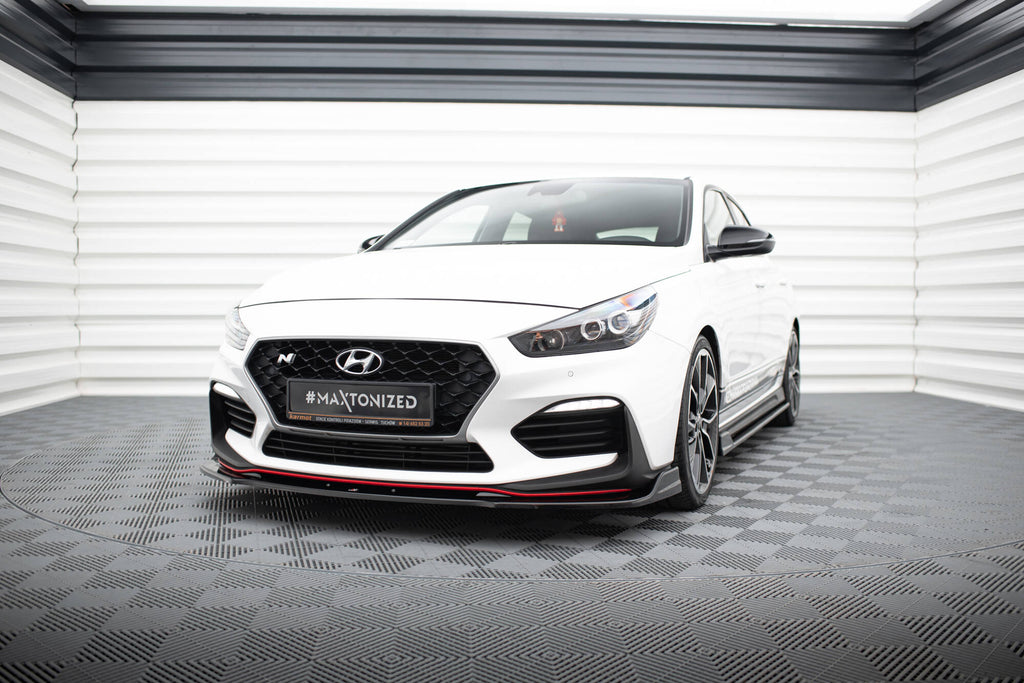 Maxton Design Street+ Spoilerlippe Front Ansatz V.3 passend für Hyundai I30 N Mk3 Hatchback/ Fastback schwarz Hochglanz