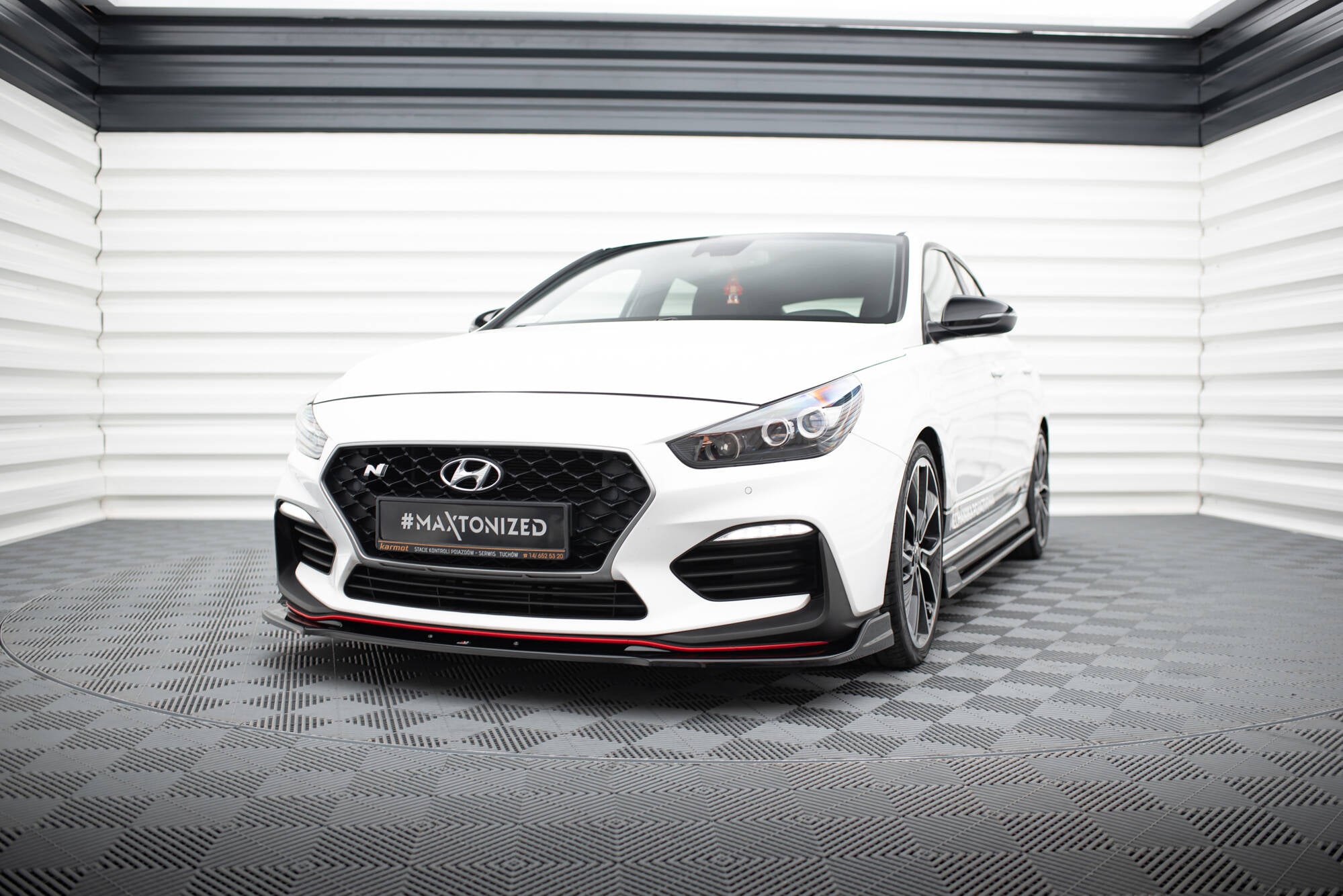 Maxton Design Street+ Spoilerlippe Front Ansatz V.3 passend für Hyundai I30 N Mk3 Hatchback/ Fastback schwarz Hochglanz