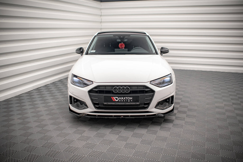 Maxton Design Street+ Spoilerlippe Front Ansatz V.1 passend für Audi A4 B9 Facelift schwarz Hochglanz