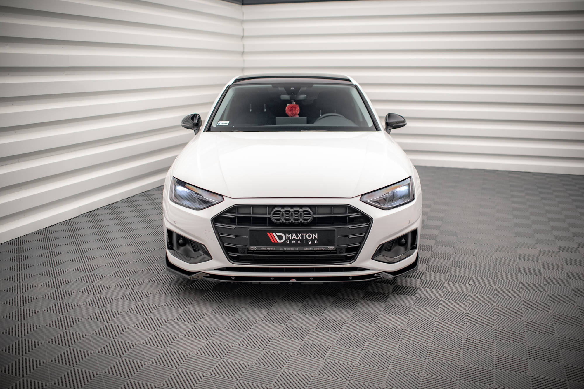 Maxton Design Street+ Spoilerlippe Front Ansatz V.1 passend für Audi A4 B9 Facelift schwarz Hochglanz
