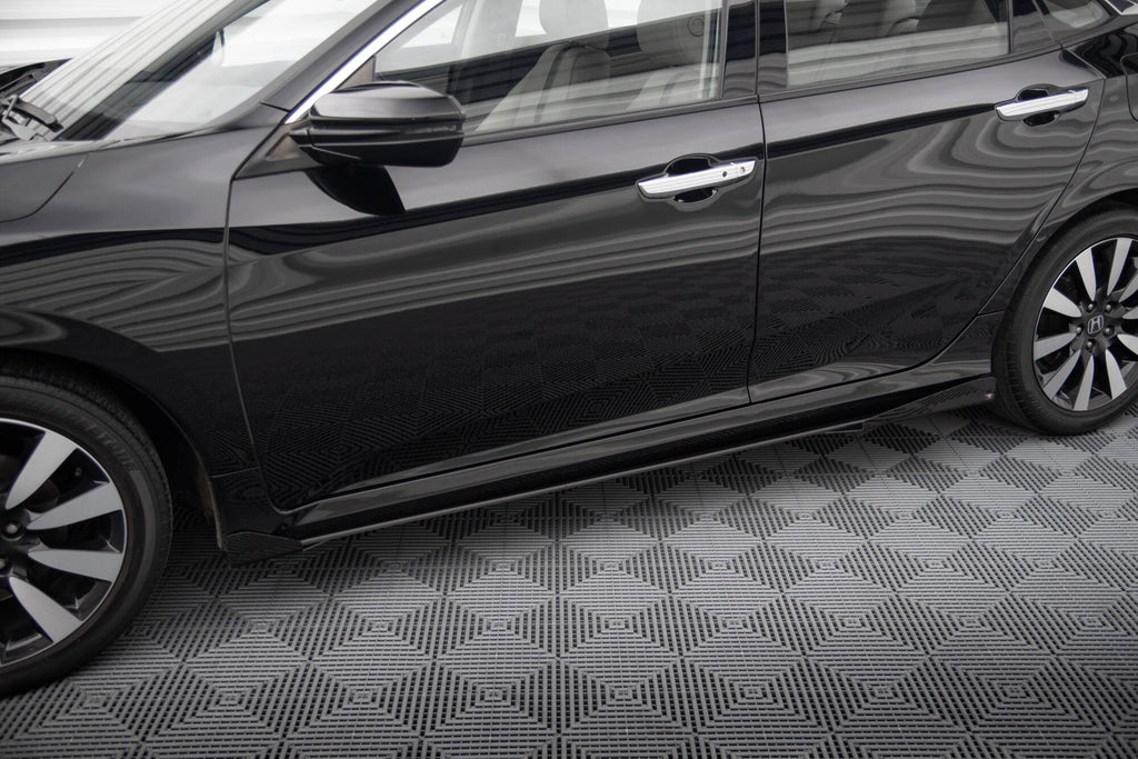 Maxton Design Seitenschweller Flaps passend für Honda Civic Mk10 schwarz Hochglanz