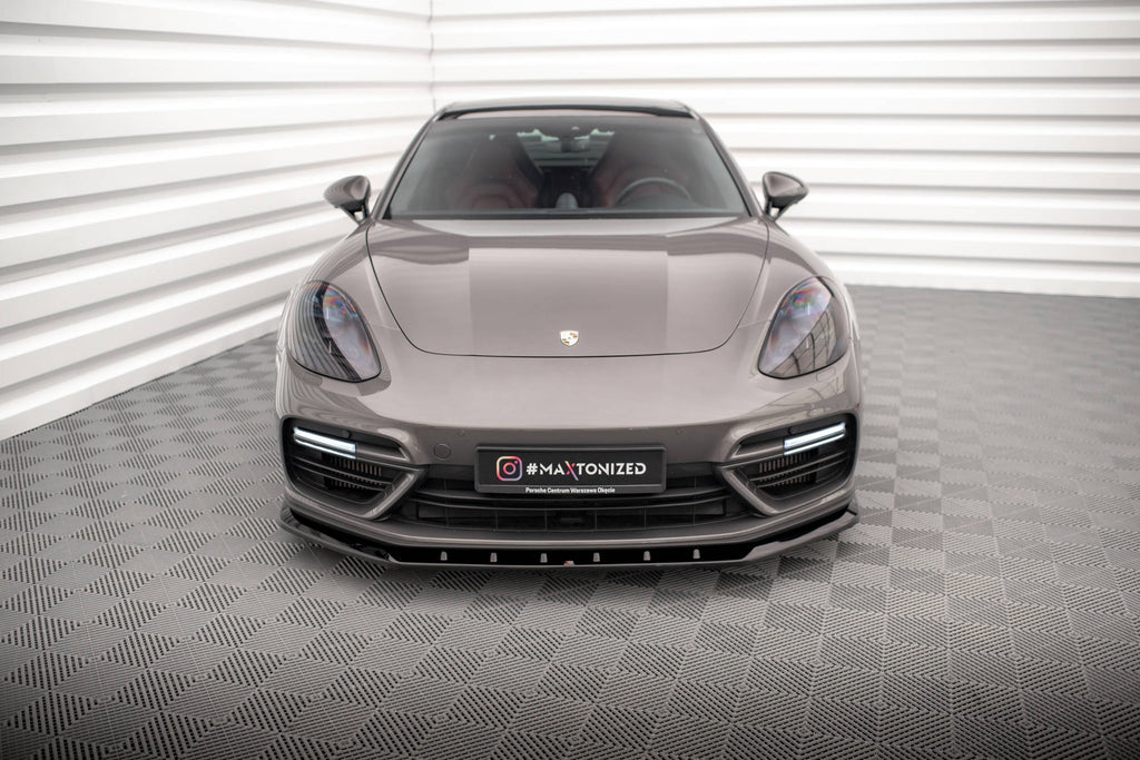 Maxton Design Street+ Spoilerlippe Front Ansatz V.1 passend für Porsche Panamera Turbo S E-Hybrid schwarz Hochglanz