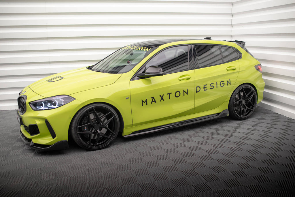 Maxton Design Street+ Seitenschweller Leisten passend für V.5 BMW 1er M-Paket/ M135i / 128ti F40 schwarz Hochglanz