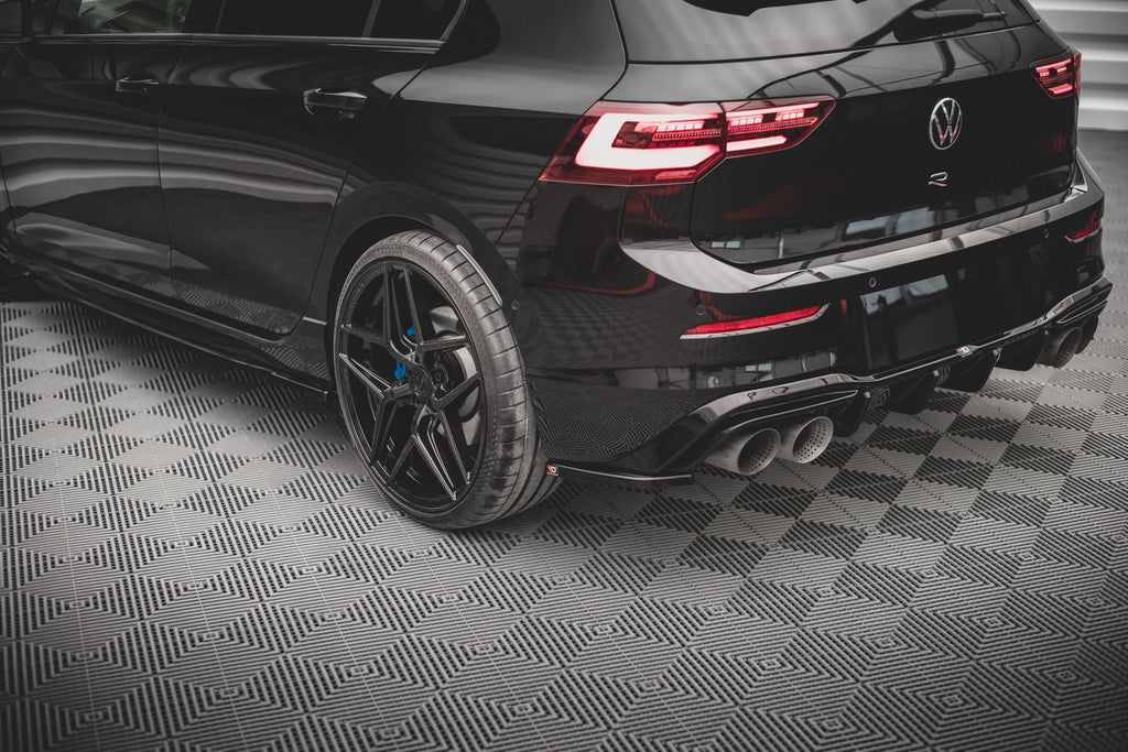Maxton Design Heck Ansatz Flaps Diffusor V.4 passend für VW Golf R Hatchback Mk8 Facelift schwarz Hochglanz