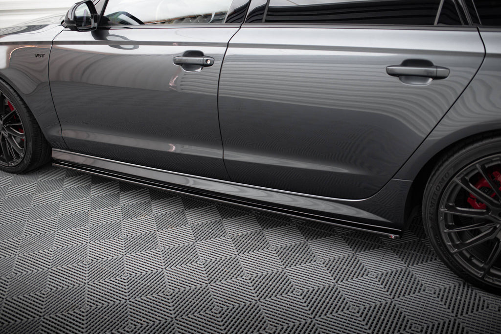 Maxton Design Street+ Seitenschweller Leisten passend für V.1 passend für Audi A6 / A6 C7 S-line/ S6 C7 Facelift schwarz Hochglanz