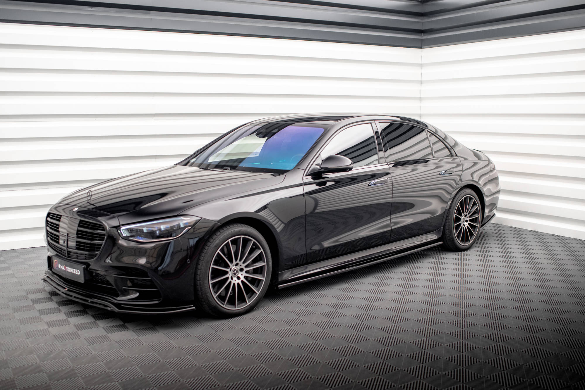 Maxton Design Street+ Seitenschweller Leisten passend für Mercedes-Benz S Long AMG-Line V223 schwarz Hochglanz