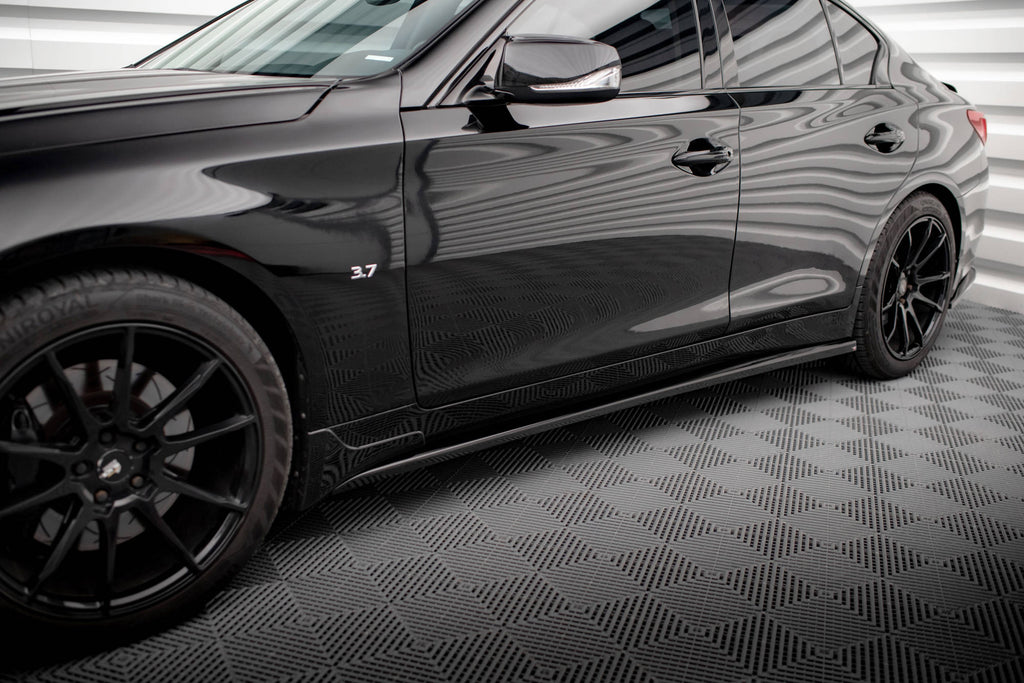 Maxton Design Street+ Seitenschweller Leisten passend für V.1 passend für Infiniti Q50 S Mk1 schwarz Hochglanz