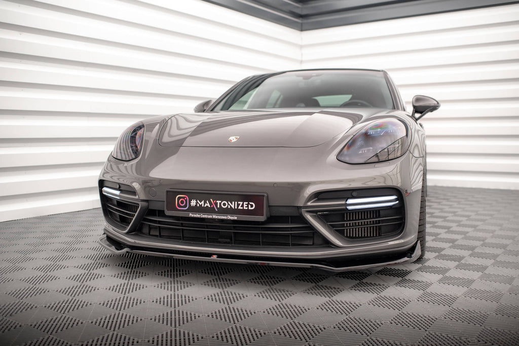 Maxton Design Street+ Spoilerlippe Front Ansatz V.2 passend für Porsche Panamera Turbo S E-Hybrid schwarz Hochglanz