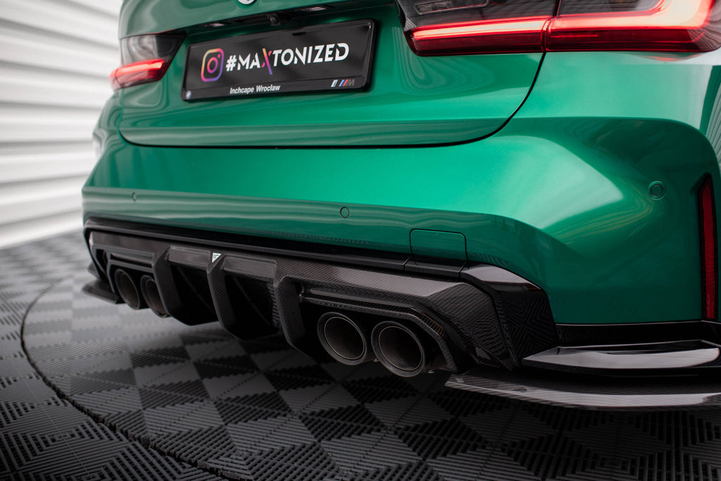 Maxton Design Prepreg Carbon Fiber Diffusor Heck Ansatz passend für BMW M3 Limousine / Touring G80 / G81