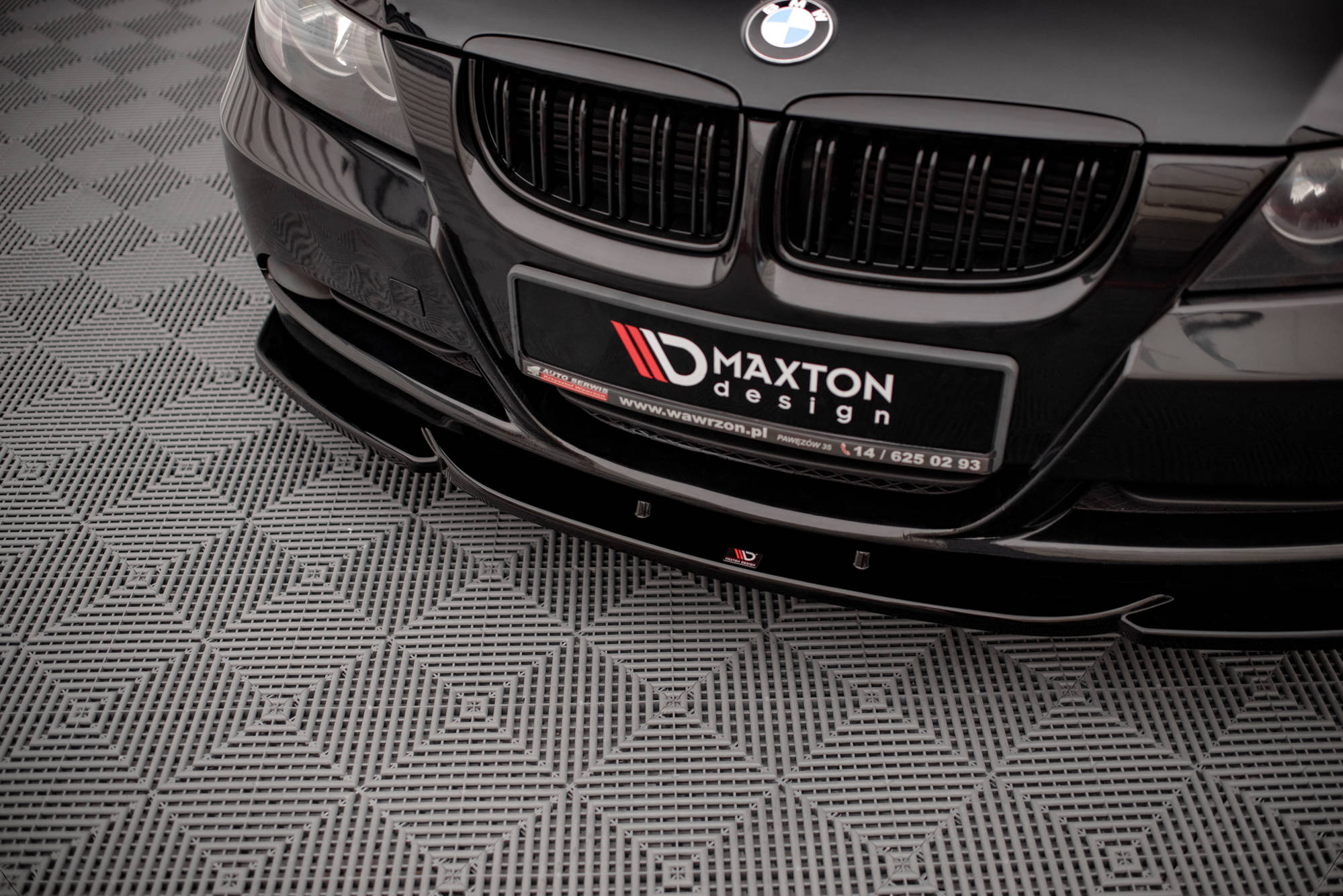 Maxton Design Street+ Spoilerlippe Front Ansatz V.2 passend für BMW 3er E90 schwarz Hochglanz