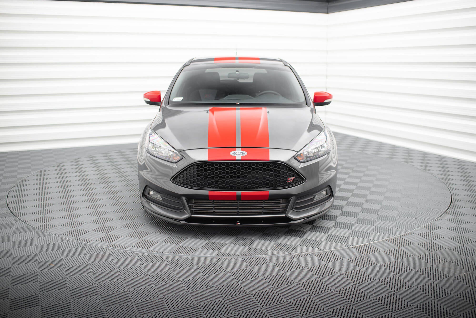 Maxton Design Street+ Spoilerlippe Front Ansatz passend für Ford Focus ST Mk3 FL (Cupra) schwarz Hochglanz