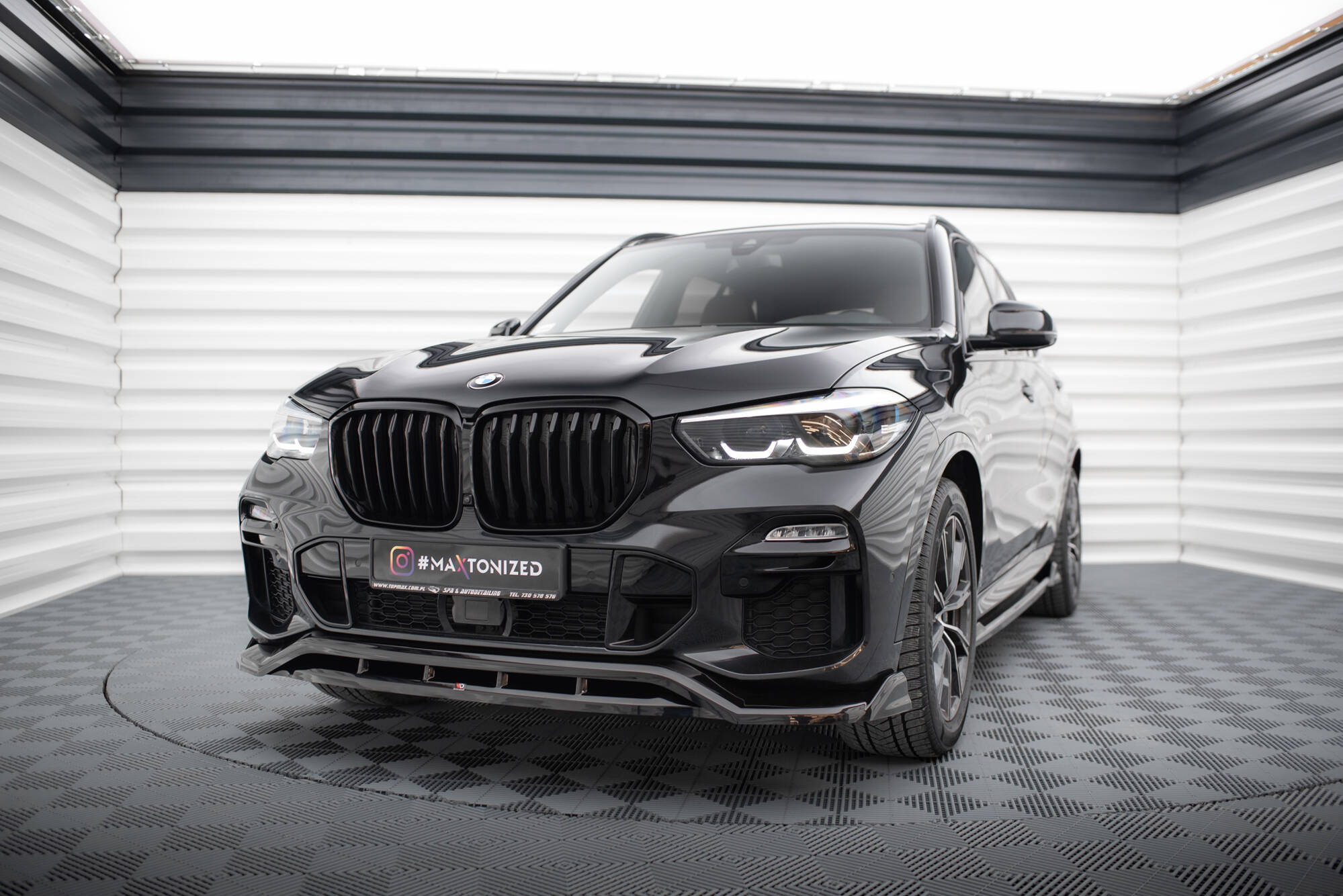 Maxton Design Street+ Spoilerlippe Front Ansatz V.2 passend für BMW X5 M-Paket G05 schwarz Hochglanz