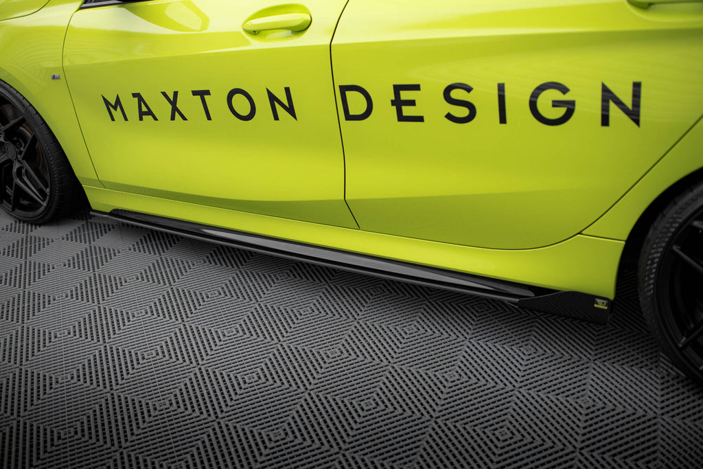 Maxton Design Street Pro Street+ Seitenschweller Leisten + Flaps passend für BMW 1er M-Paket / M135i / 128ti F40 schwarz Hochglanz