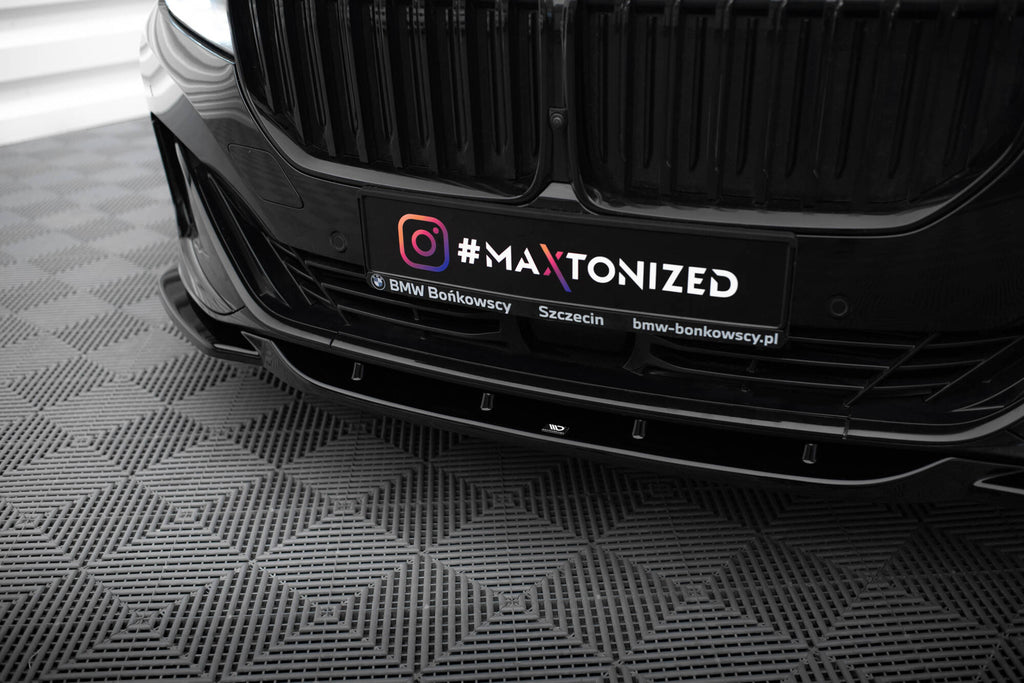 Maxton Design Street+ Spoilerlippe Front Ansatz V.2 passend für BMW 7 G11 / G12 Facelift schwarz Hochglanz