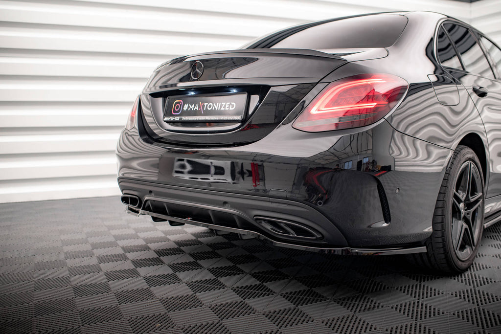 Maxton Design Street+ Mittlerer Diffusor RACE passend für Mercedes-Benz C AMG-Line W205 Facelift schwarz Hochglanz