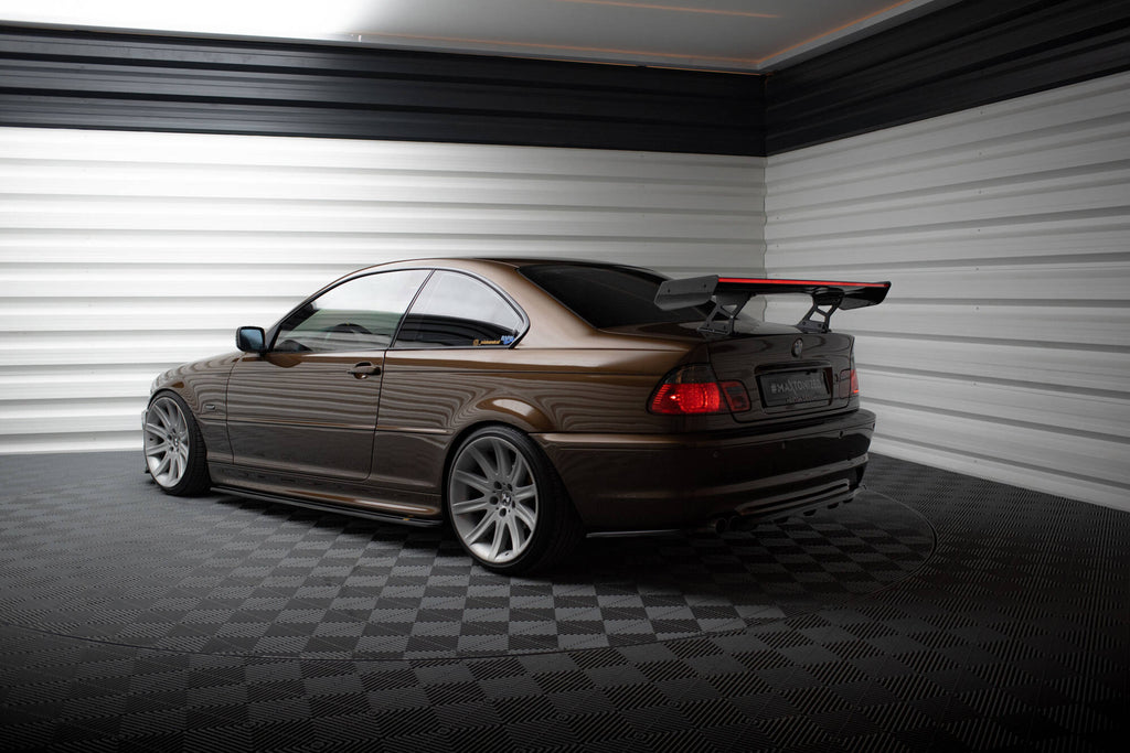Maxton Design Carbon Spoiler With Internal Brackets Uprights + LED BMW 3er Coupe E46 für BMW 3er E46