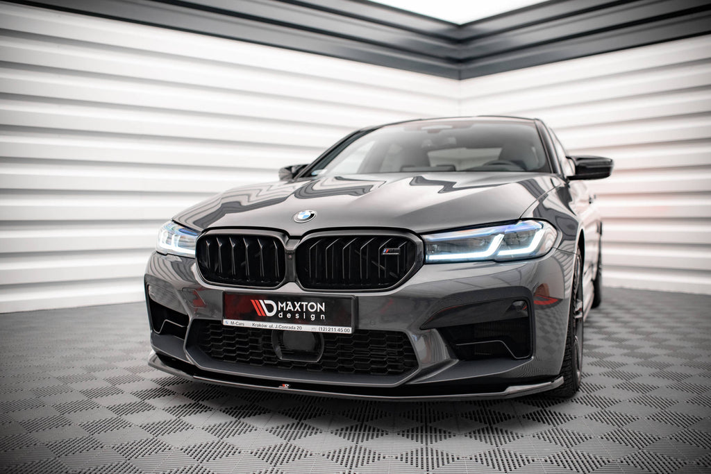 Maxton Design Street+ Spoilerlippe Front Ansatz V.3 passend für BMW M5 F90 Facelift schwarz Hochglanz