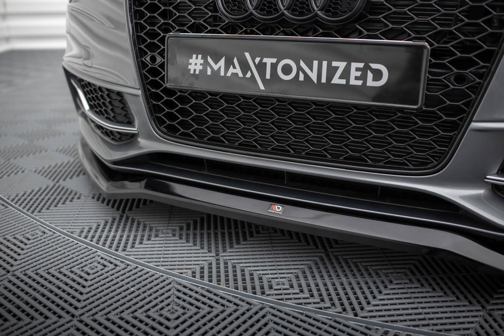 Maxton Design Street+ Spoilerlippe Front Ansatz V.4 passend für Audi S5 / A5 S-Line 8T Facelift schwarz Hochglanz