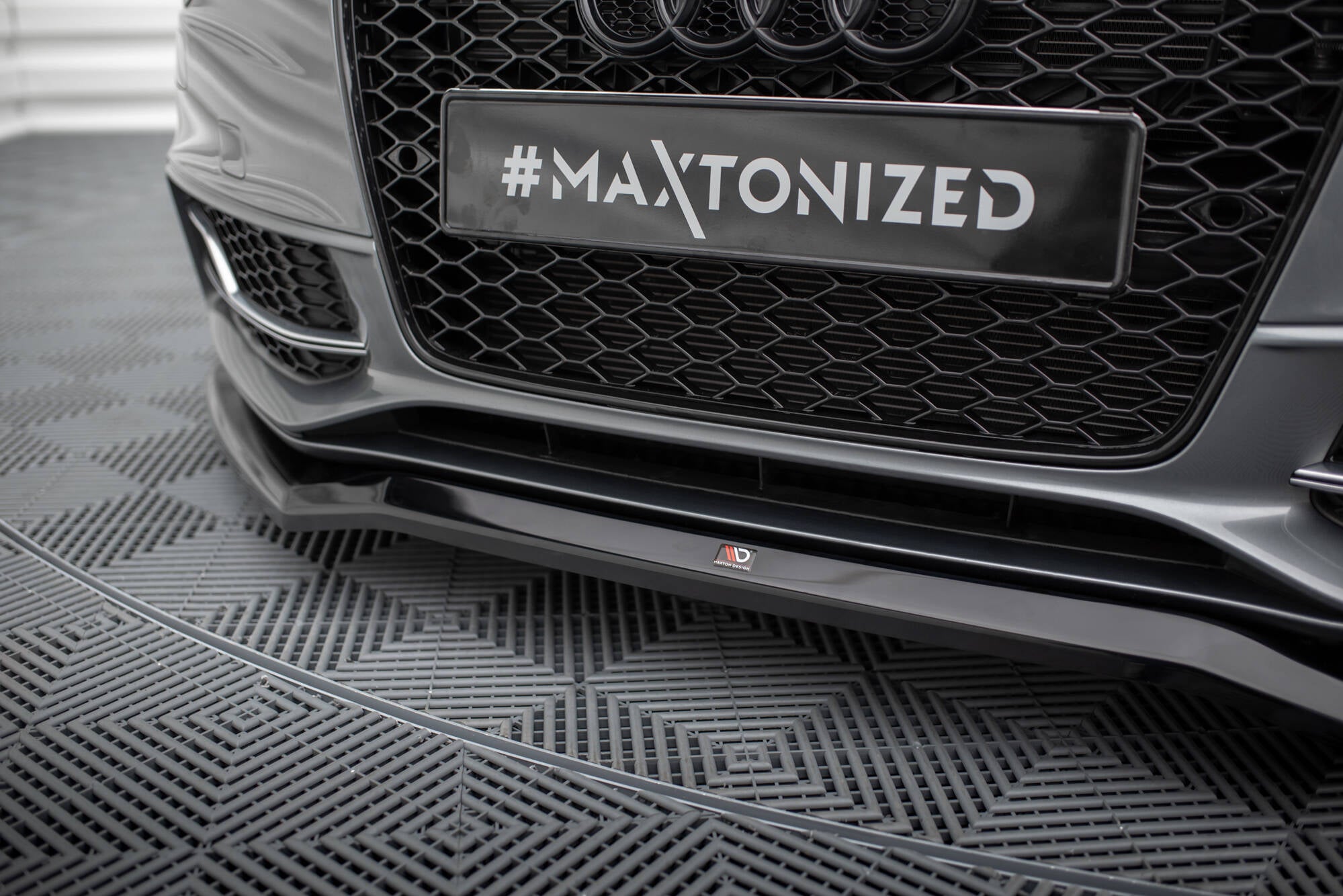 Maxton Design Street+ Spoilerlippe Front Ansatz V.4 passend für Audi S5 / A5 S-Line 8T Facelift schwarz Hochglanz