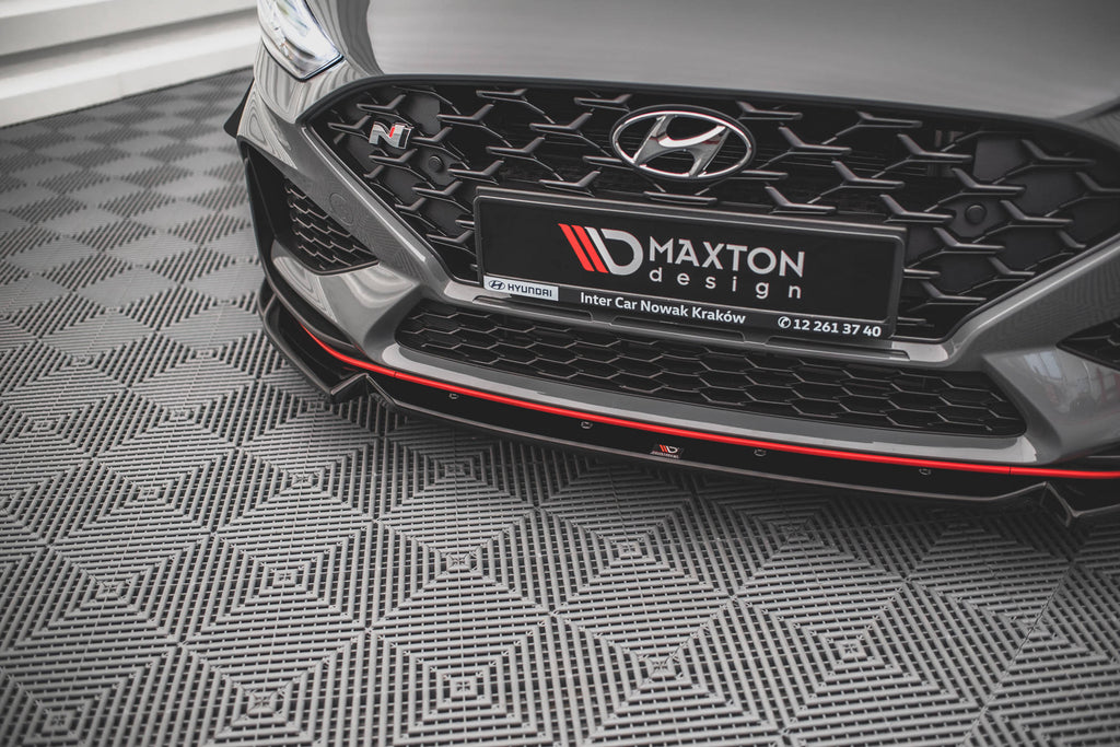 Maxton Design Street+ Spoilerlippe Front Ansatz V.2 passend für Hyundai I30 N / I30 N-Line Hatchback/Fastback Mk3 Facelift schwarz Hochglanz