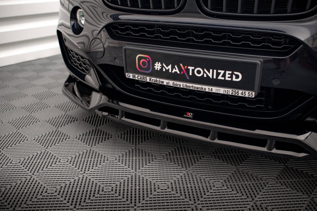 Maxton Design Street+ Spoilerlippe Front Ansatz V.3 passend für BMW X6 M-Paket F16 schwarz Hochglanz