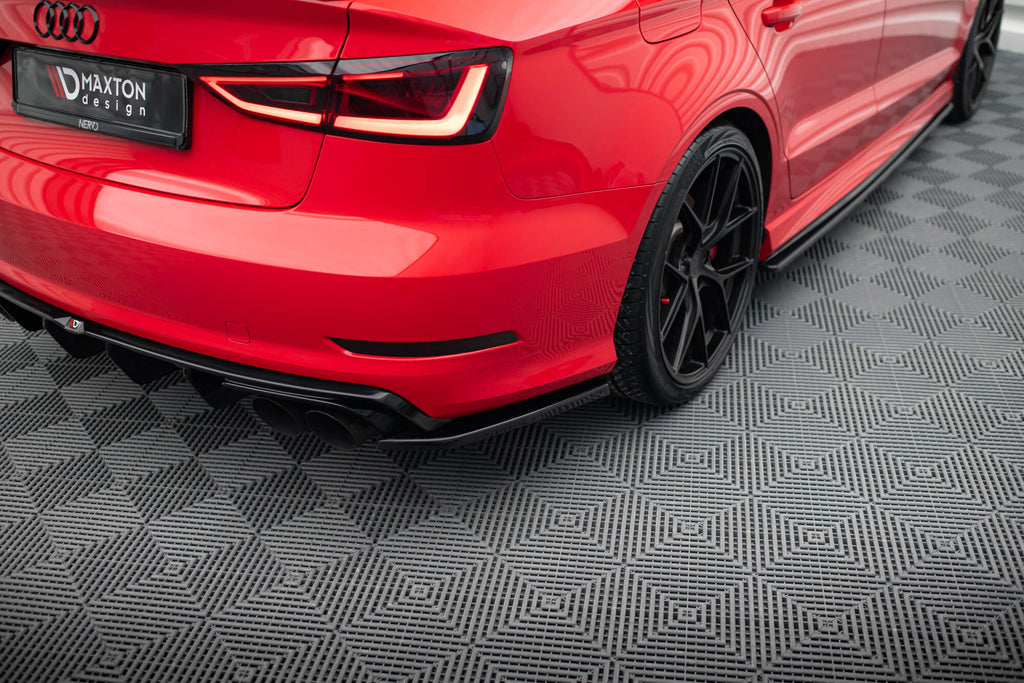 Maxton Design Heck Ansatz Flaps Diffusor passend für Audi S3 Limousine 8V schwarz Hochglanz