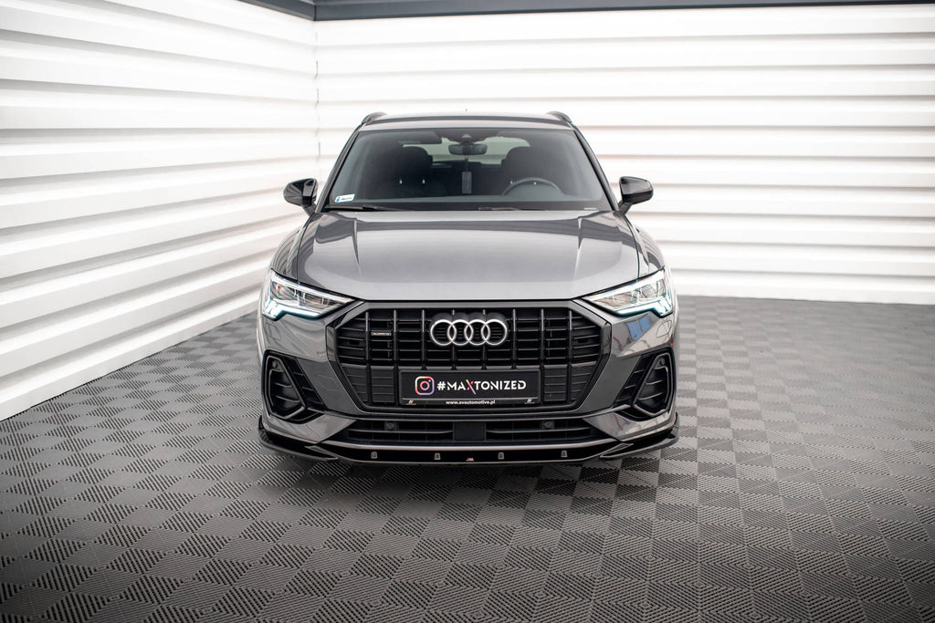 Maxton Design Street+ Spoilerlippe Front Ansatz V.3 passend für Audi Q3 Sportback / SUV S-Line F3 schwarz Hochglanz