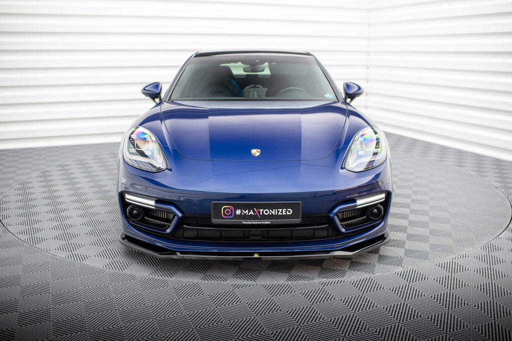 Maxton Design Street+ Spoilerlippe Front Ansatz V.1 passend für Porsche Panamera E-Hybrid 971 Facelift schwarz Hochglanz