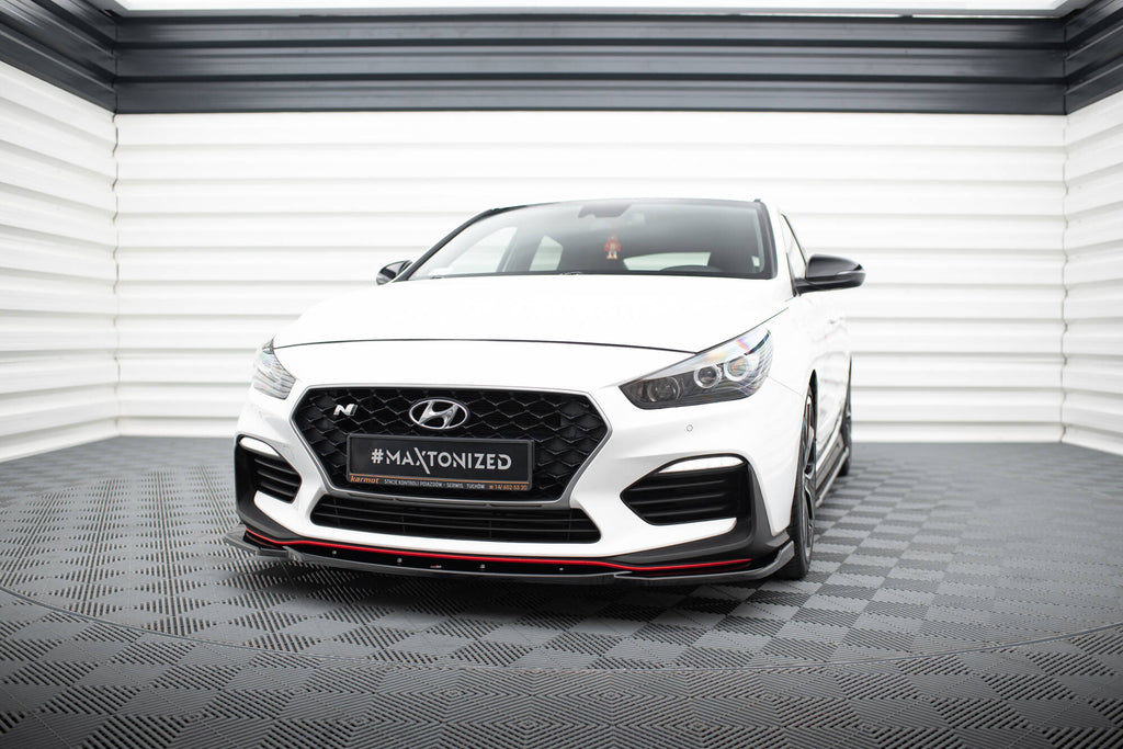 Maxton Design Street+ Spoilerlippe Front Ansatz V.4 passend für Hyundai I30 N Mk3 Hatchback/ Fastback schwarz Hochglanz
