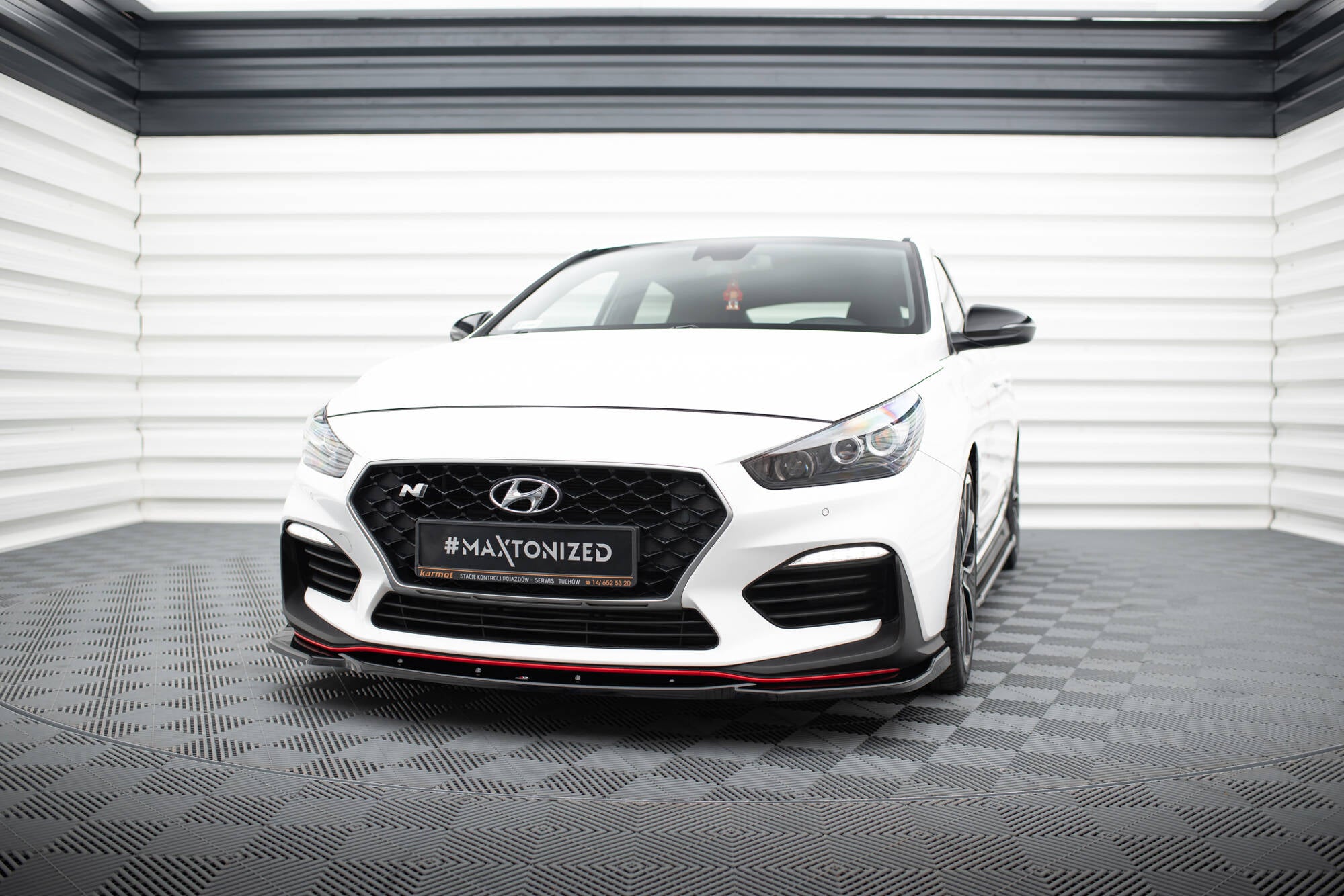 Maxton Design Street+ Spoilerlippe Front Ansatz V.4 passend für Hyundai I30 N Mk3 Hatchback/ Fastback schwarz Hochglanz