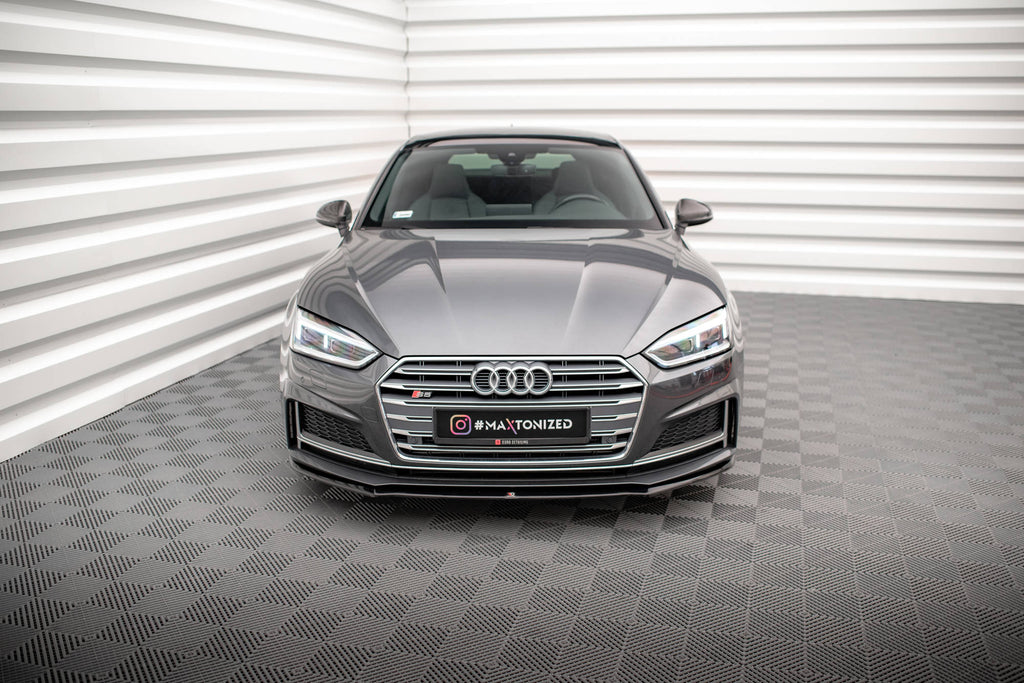 Maxton Design Street+ Spoilerlippe Front Ansatz V.2 passend für Audi S5 / A5 S-Line F5 Coupe / Sportback schwarz Hochglanz