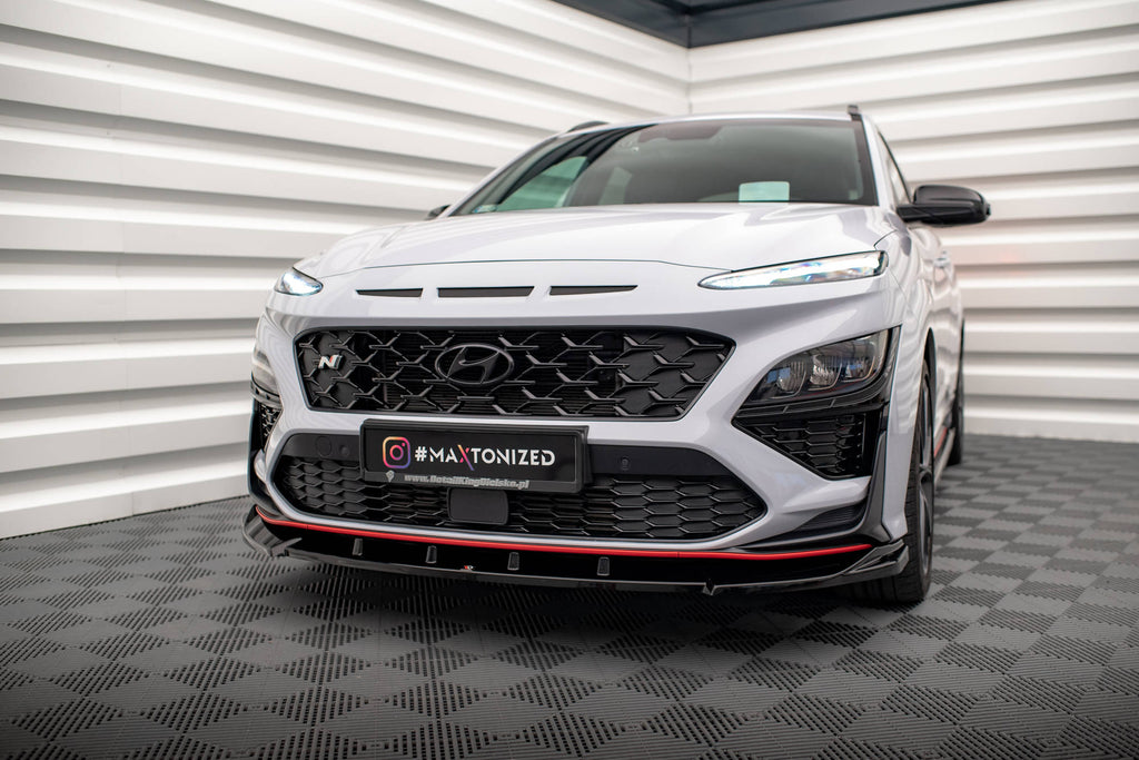 Maxton Design Street+ Spoilerlippe Front Ansatz V.2 passend für Hyundai Kona N Mk1 schwarz Hochglanz