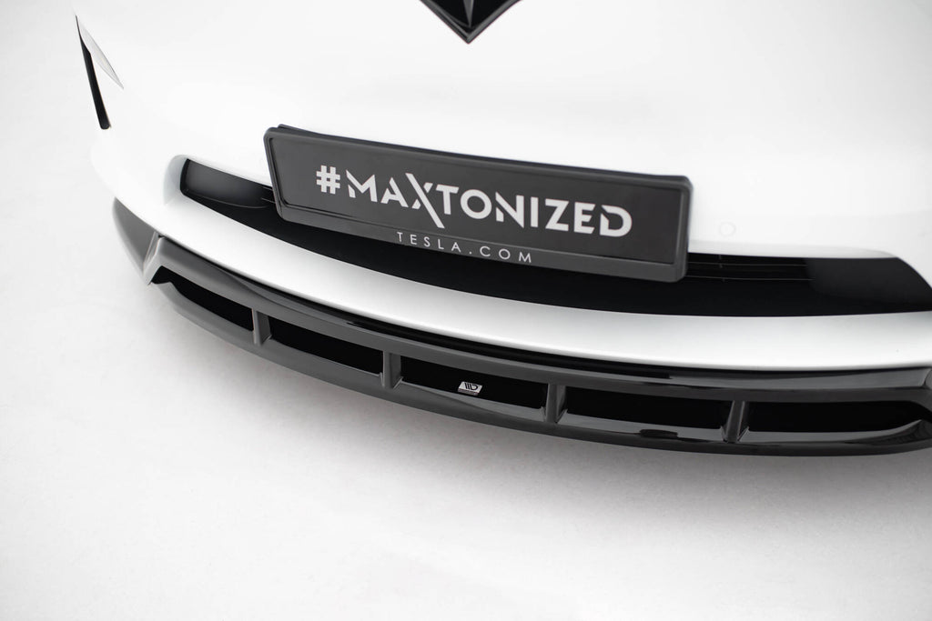 Maxton Design Street+ Spoilerlippe Front Ansatz V.3 passend für Tesla Model X Mk1 Facelift schwarz Hochglanz