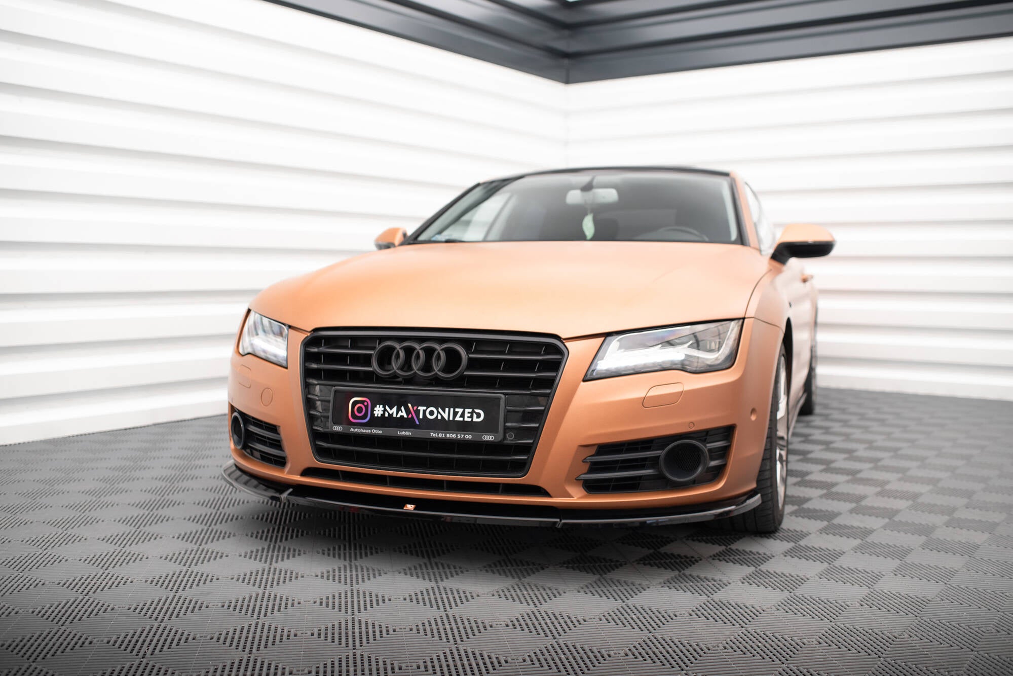 Maxton Design Street+ Spoilerlippe Front Ansatz V.1 passend für Audi A7 C7 schwarz Hochglanz