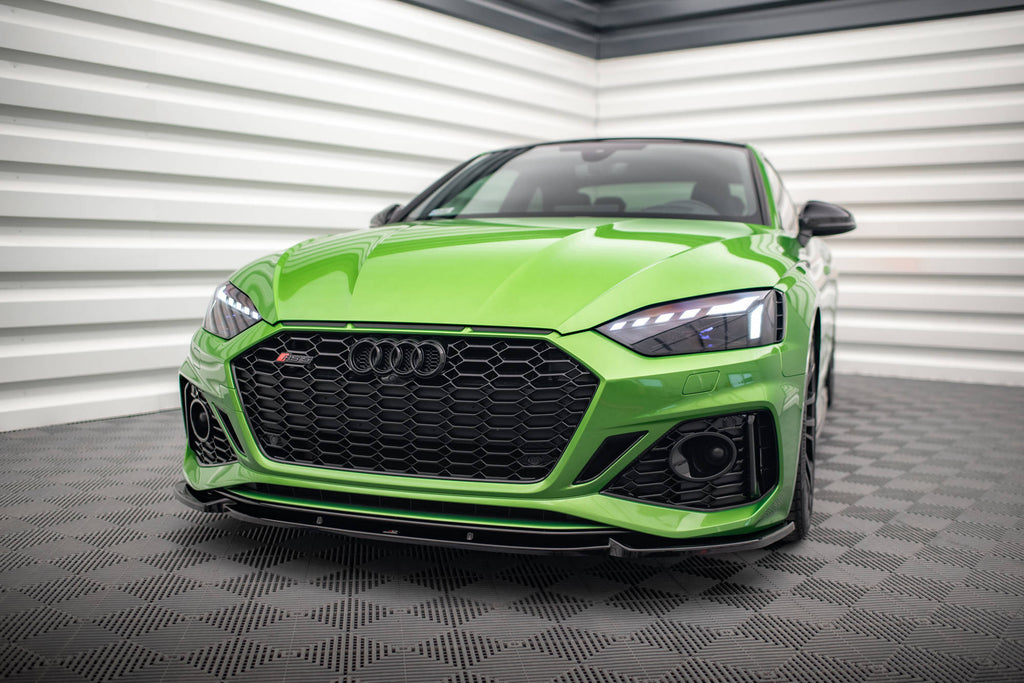 Maxton Design Street+ Spoilerlippe Front Ansatz V.2 passend für Audi RS5 F5 Facelift schwarz Hochglanz
