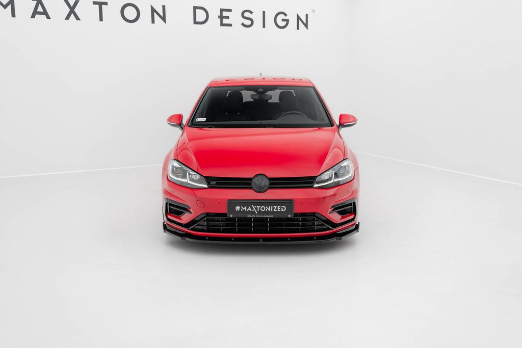 Maxton Design Street+ Spoilerlippe Front Ansatz V.1 passend für VW Golf R / R-Line Mk7 Facelift schwarz Hochglanz