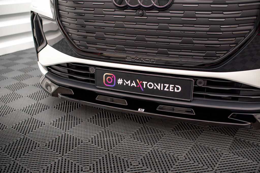 Maxton Design Street+ Spoilerlippe Front Ansatz V.1 passend für Audi Q4 e-tron Sportback S-line Mk1 schwarz Hochglanz