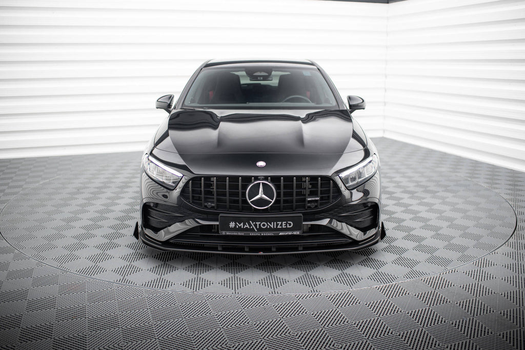 Maxton Design Street Pro Street+ Spoilerlippe Front Ansatz + Flaps passend für Mercedes-AMG A35 W177 Facelift schwarz Hochglanz