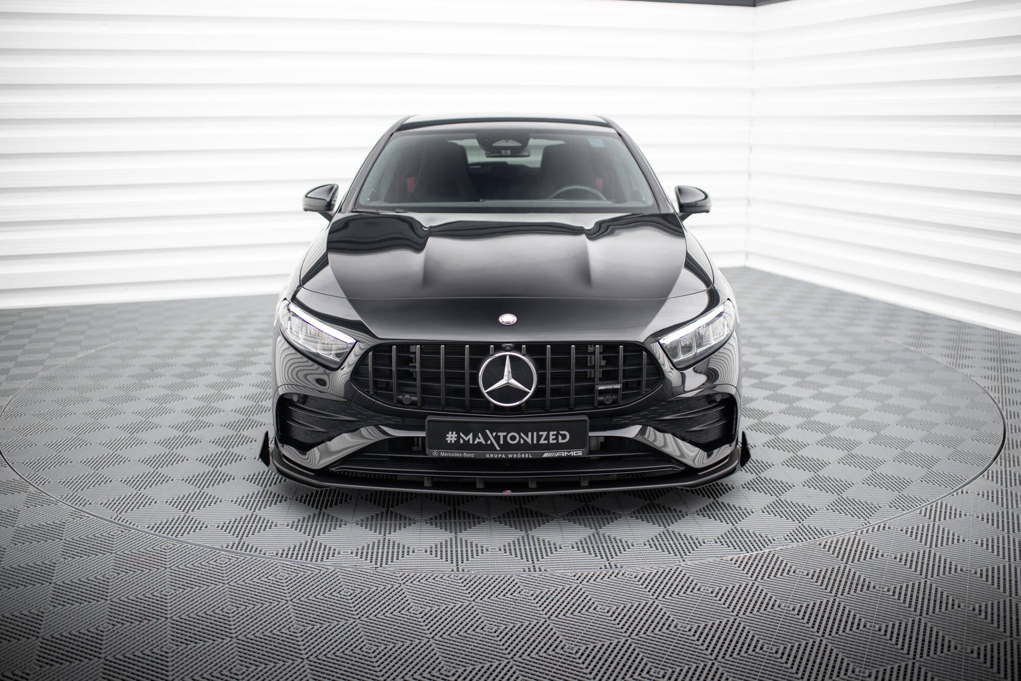Maxton Design Street Pro Street+ Spoilerlippe Front Ansatz + Flaps passend für Mercedes-AMG A35 W177 Facelift schwarz Hochglanz
