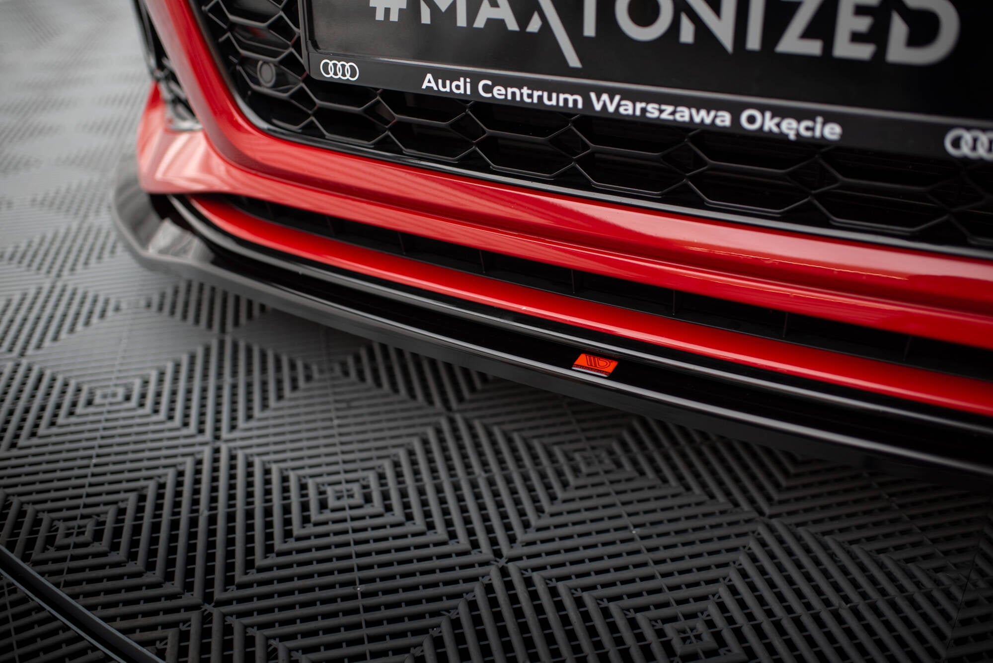 Maxton Design Street+ Spoilerlippe Front Ansatz V.1 passend für Audi RS4 B9 Facelift schwarz Hochglanz