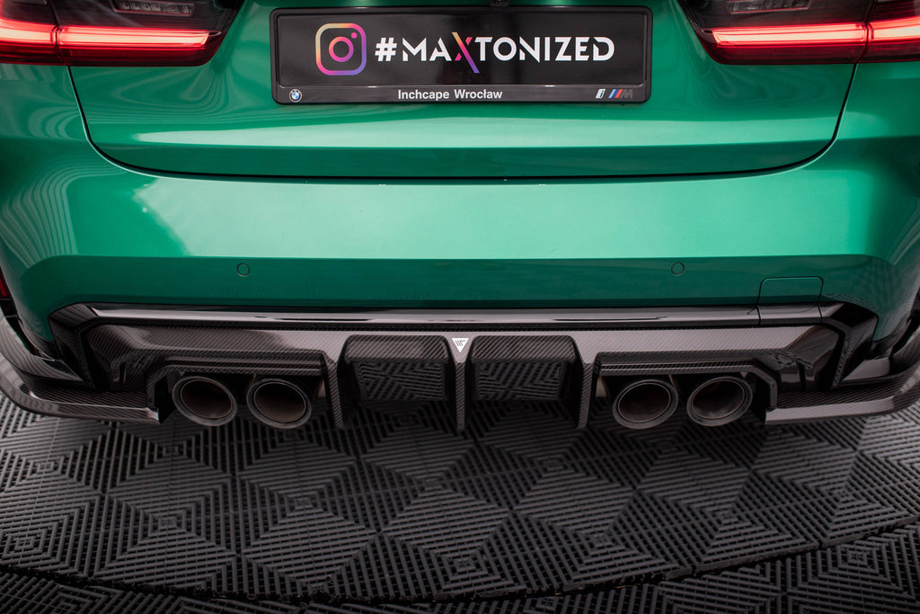 Maxton Design Prepreg Carbon Fiber Diffusor Heck Ansatz passend für BMW M3 Limousine / Touring G80 / G81